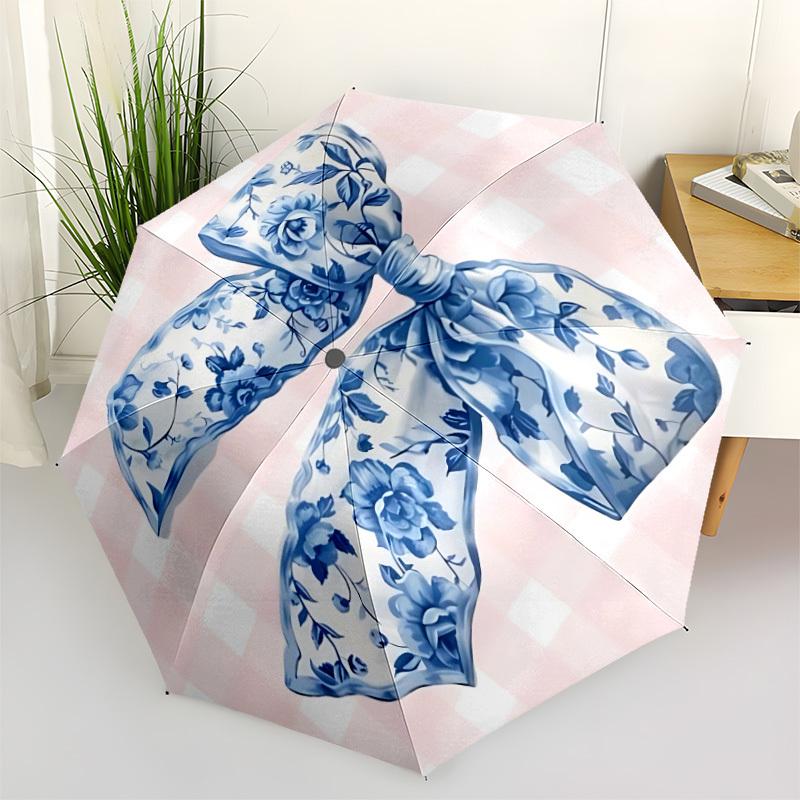 1pc Floral BowAutomatic Open/close Folding Umbrella, Compact Portable Travel Umbrella, Perfect Birthday/Holiday, Cute Umbrella y020