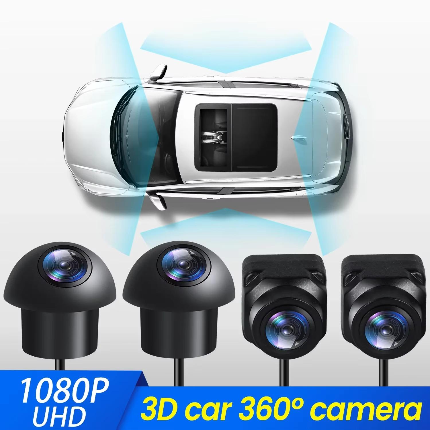 3D 360° Камера заднего вида автомобиля Система обзора с высоты птичьего полета Передняя Левая Правая Задняя Задняя 360 Панорамная камера для вождения 1080P UHD для Android Радио