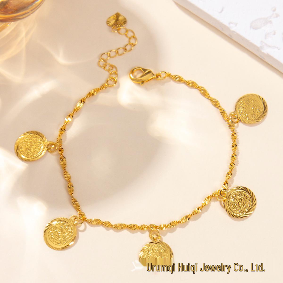 Богемный браслет с золотыми монетами для свадеб