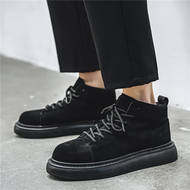 

Мужские зимние ботинки Мужские ботинки байкера Круглый носок На шнуровке Мягкие Удобные Износостойкие Уличная обувь Классический британский стиль Поступление 41 чёрный