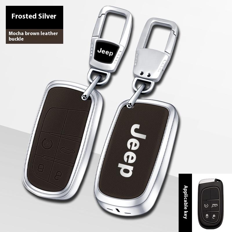 Car Alloy Key Case Key Bag Shell Key Chain Jeep Grand Cherokee Wrangler JK Renegade Patriot CommanIder Compass Gladiator Wagoneer