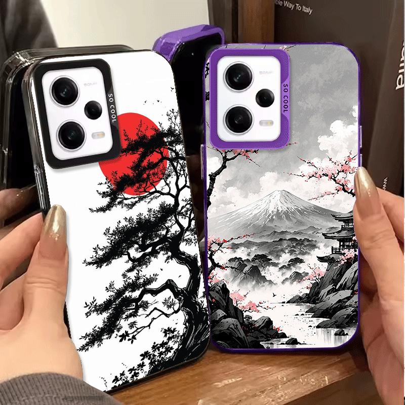 Japanese Minimalist Pine Tree Soft Phone Case for Xiaomi Redmi Note 13 14 15 Pro Plus 12S 12 11S 11 11T 10S 10 Shockproof Cover