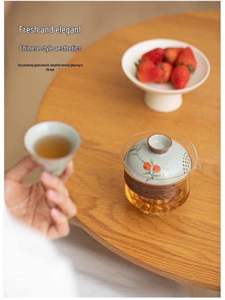 Portable Hand-Painted Travel Tea Set with One Pot and Four Cups – Perfect Business Gift