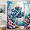 Marine Life Turtle Octopus Coral Shower Curtain,Blue Ocean Bathroom Shower Curtains Bathtub Home Decor Waterproof Fabric Machine