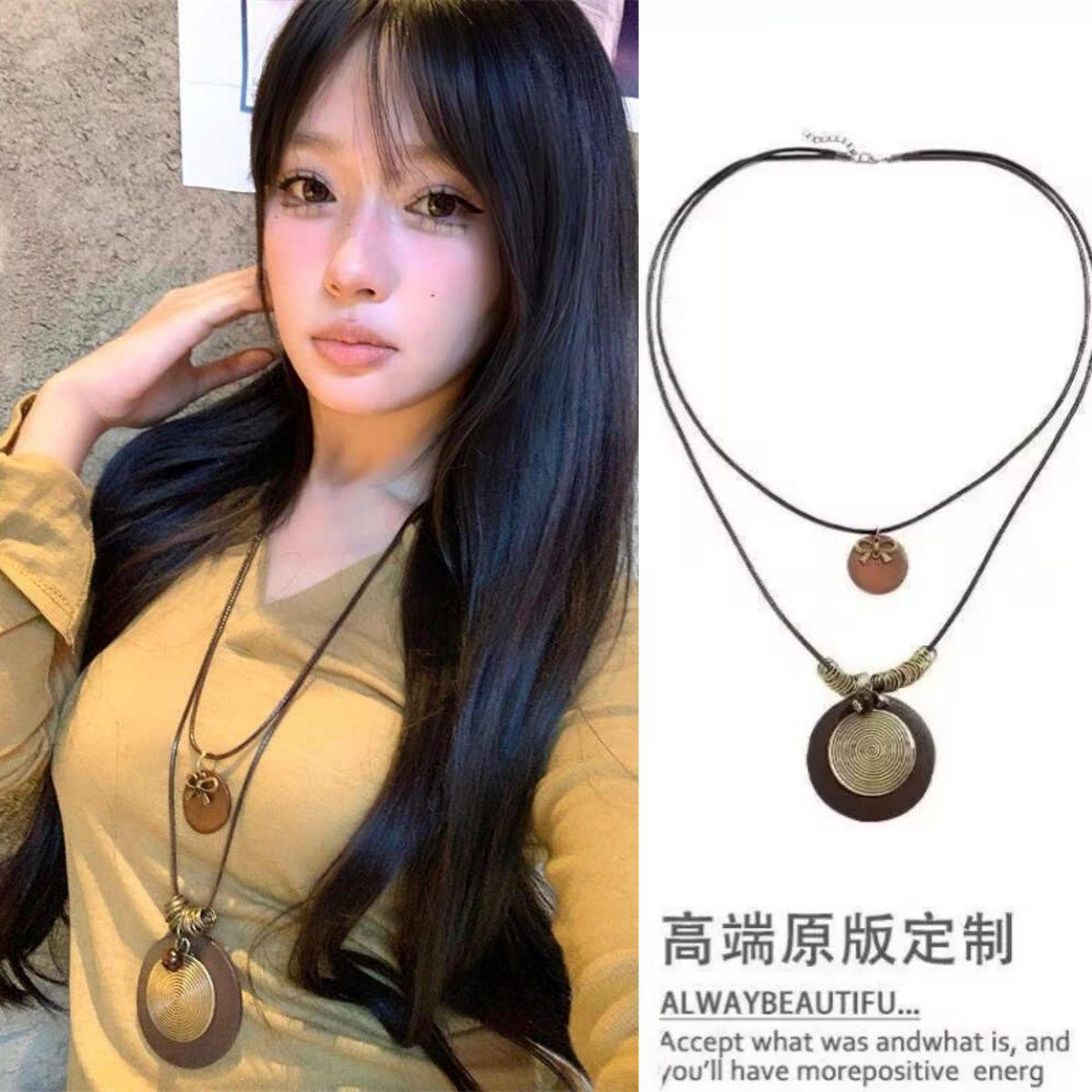 

Овальная звезда, искусственное дерево, подвеска-ожерелье, женское, винтажное, богемное, цепочка на ключицу, легкая роскошь, премиальные, универсальные украшения