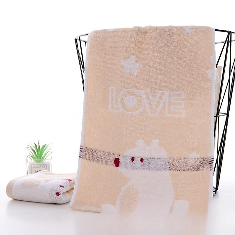 

Children s Towel Jacquard Absorbent Thick Pure Cotton Baby Washcloth Cute Card for Kindergarten Polar bear коричневий