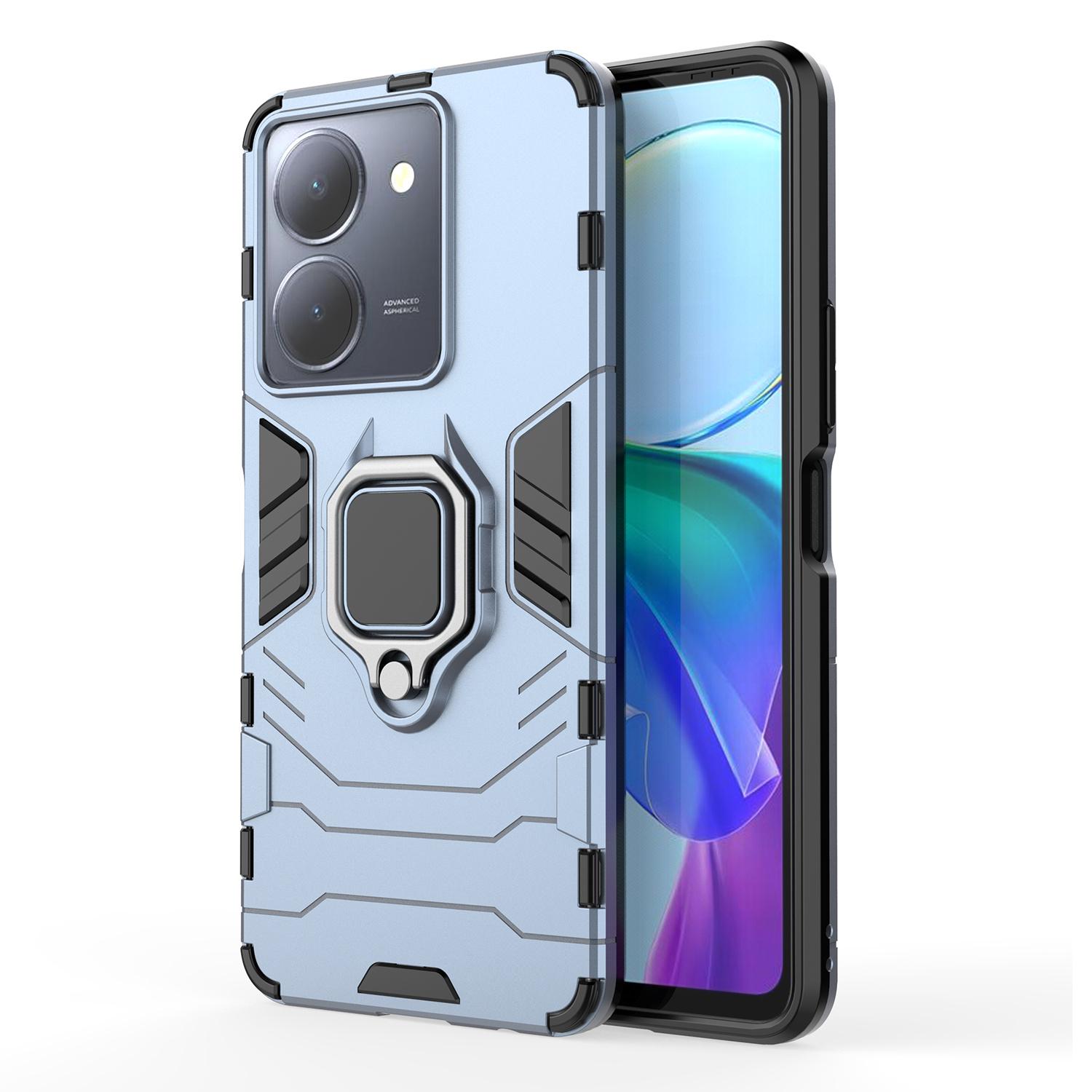 

Protective Cover for vivo Y36 4G (Global)/Y78 (China) 5G Ring Holder Kickstand Shell TPU+PC Phone Case Blue