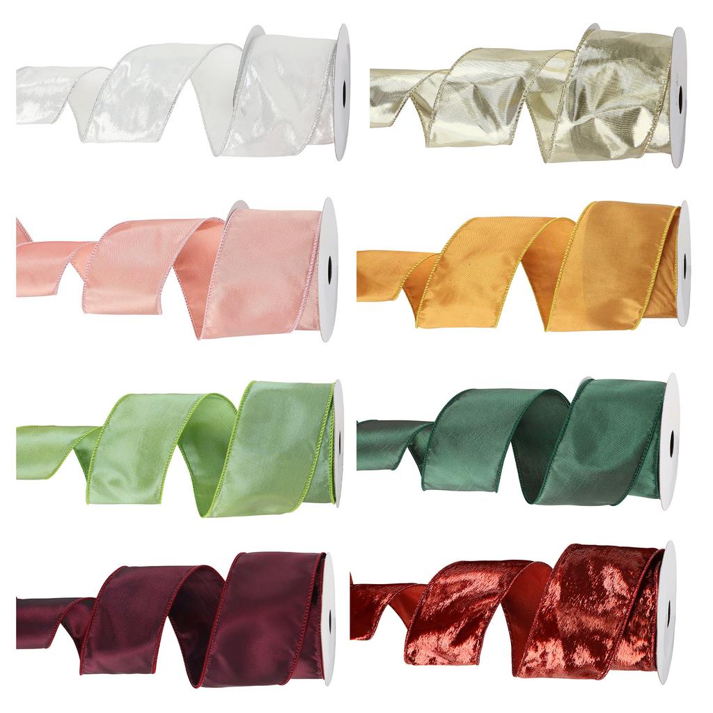 Customized 6.3Cm Cuff Tape, Composite Imitation Hemp Wire Edge Webbing, Special Craftsmanship Christmas Decorative Bow Ribbon