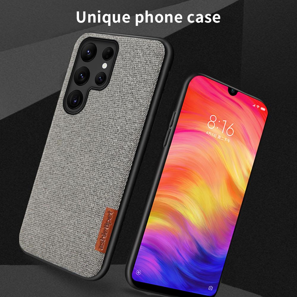 Fabric Canvas Phone Case for Samsung Galaxy S21 S22 S23 Ultra S23 Plus A54 A55 5G 360 Full Protective Back Cover