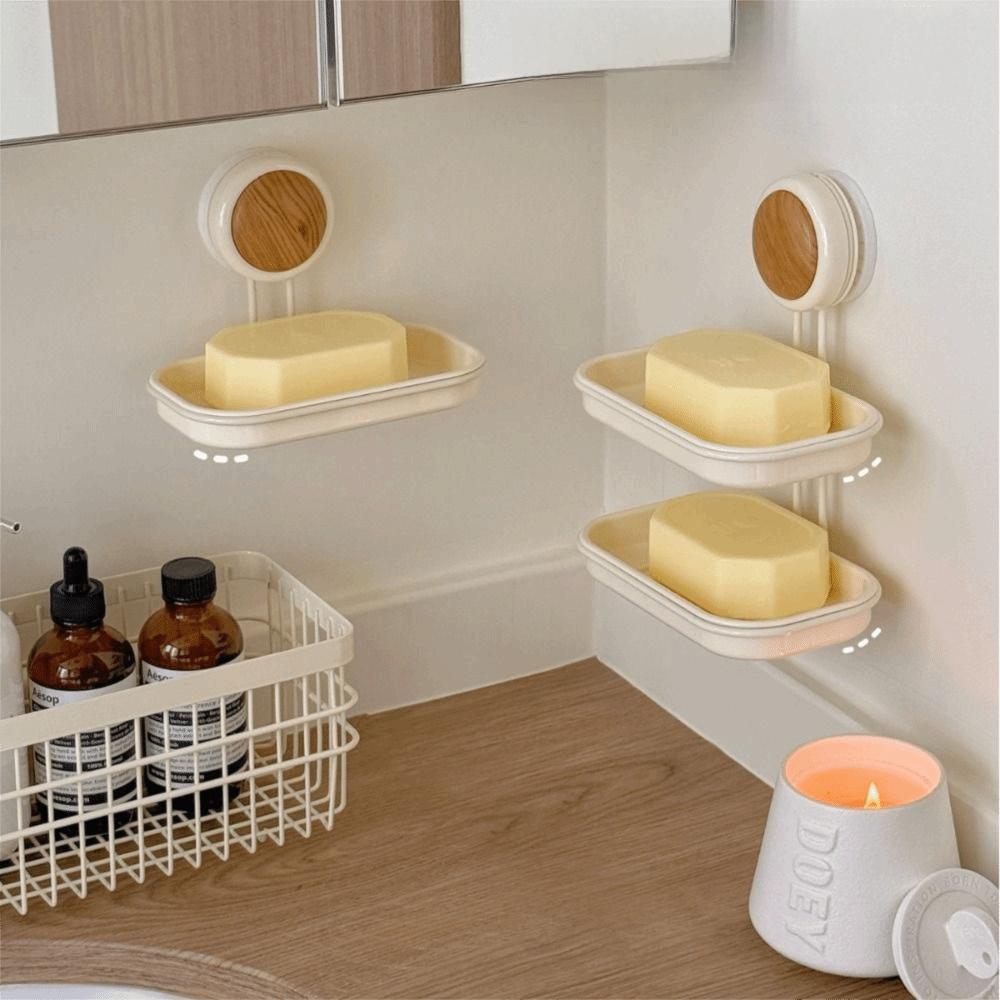 Detachable Suction Cup Soap Dish Non-Slip Wall Mounted Soap Rack No-Drill Soap Drain Box  Hotel