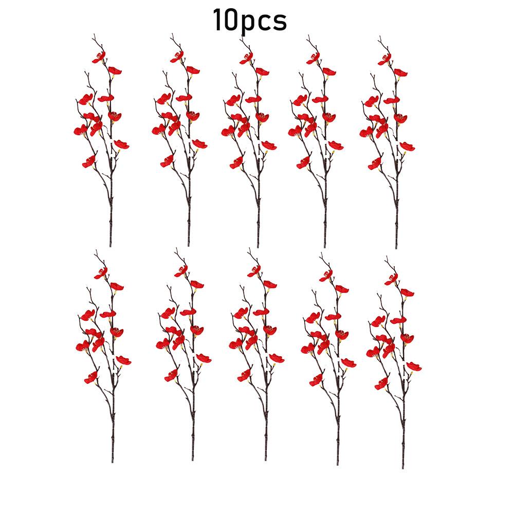 56cm Long 10pcs/lots New Year Ornaments Simulated Flowers Plastic Silk Cloth Preserved Plum Blossom Poles Artificial Wedding Plum Blossom Flowers