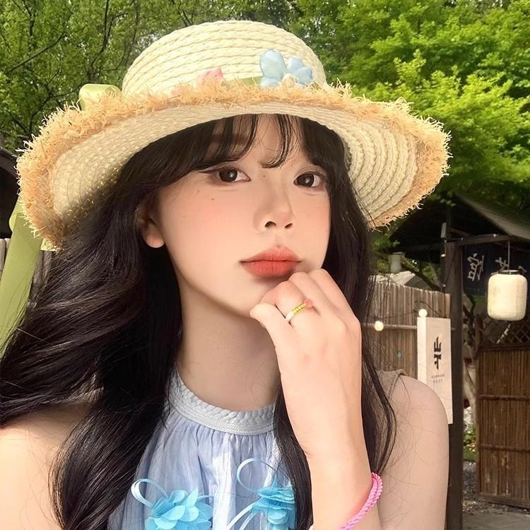 Paper Straw Sun Hat With Large Brim For Women Summer Beach Vacation Sun Protection