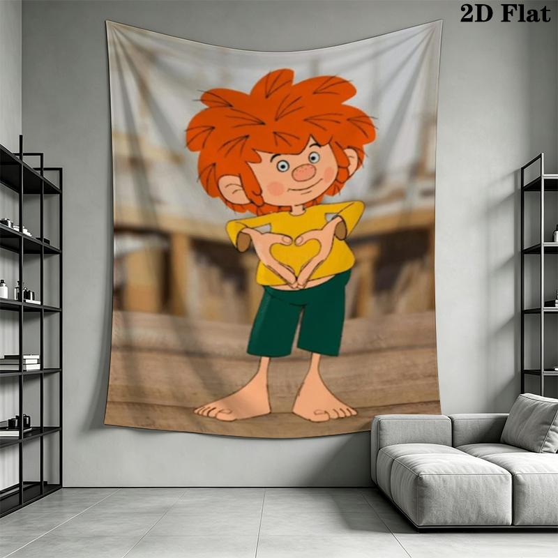 Meister Eder Und Sein Pumuckl Wall Tapestry Aesthetic Wall Hanging Printed Fabric Blanket Decorative Tapestries for Bedroom Living Room Home Decor