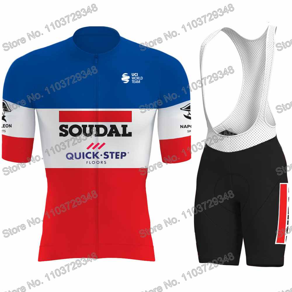 Soudal Quick Step Cycling Jersey Men's Set Summer Cycling Clothing Road Race Bike Shirt Suit MTB Women Bicycle Bib Shorts