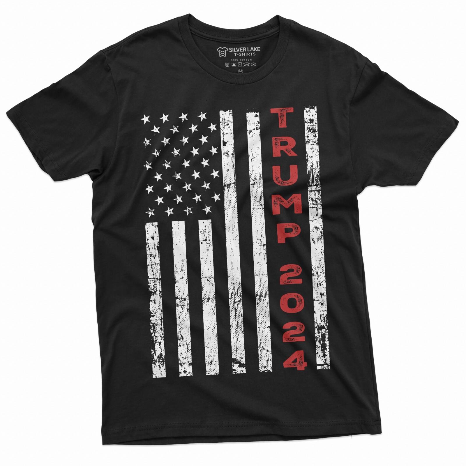 Trump 2024 Shirt USA America Patriotic Flag Tee Shirt Pro Trump Conservative Tee S