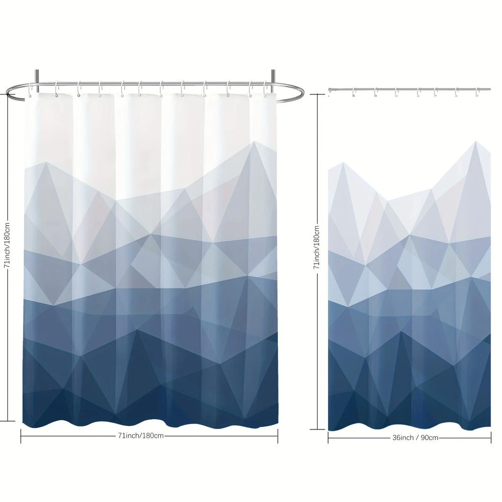 Elegant Blue and White Geometric Waterproof Shower Curtain – Perfect for Adding a Modern and Stylish Touch to Your BathroomDecor