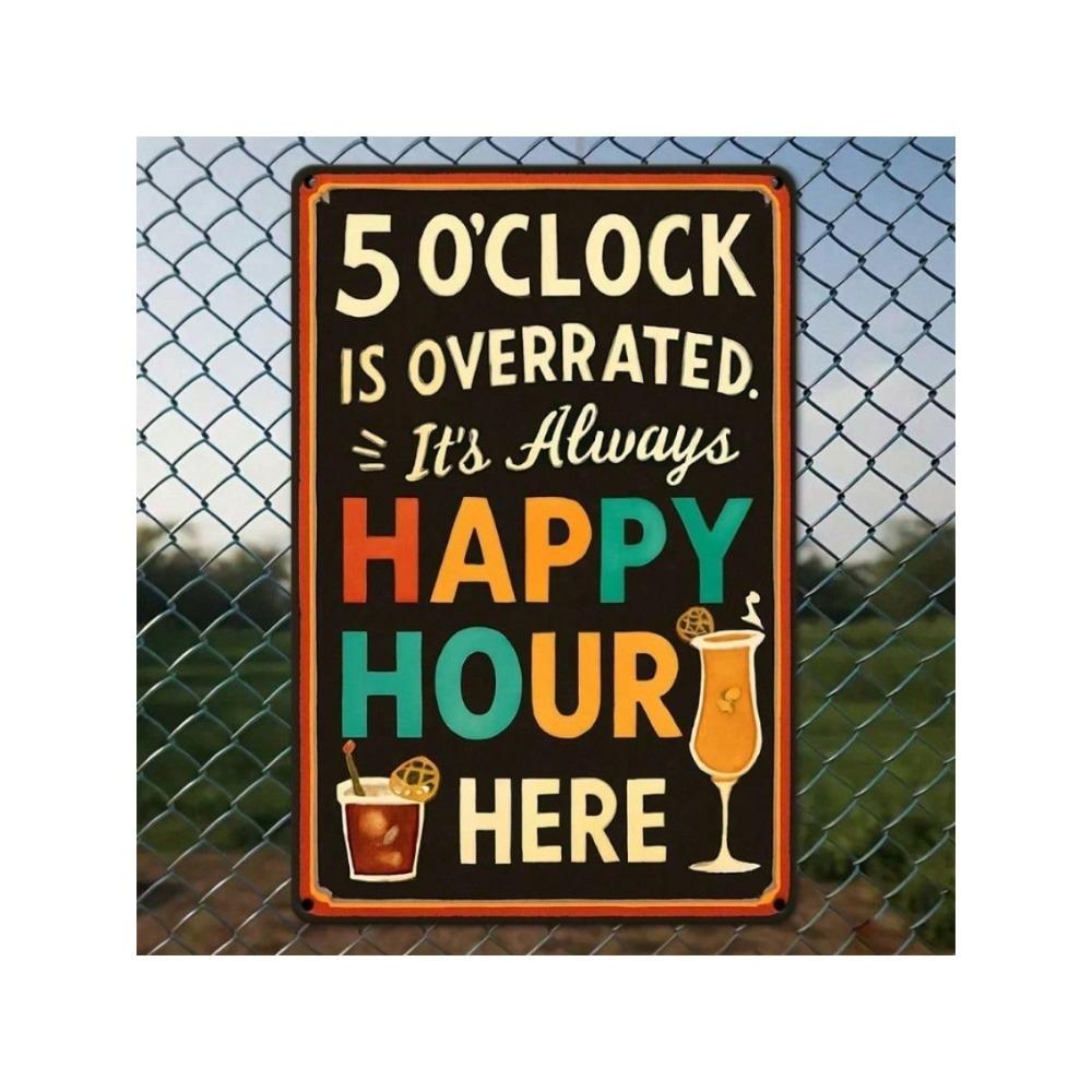 Retro 5 Uhr Metall Wandkunst Vintage Bar Dekor Schild