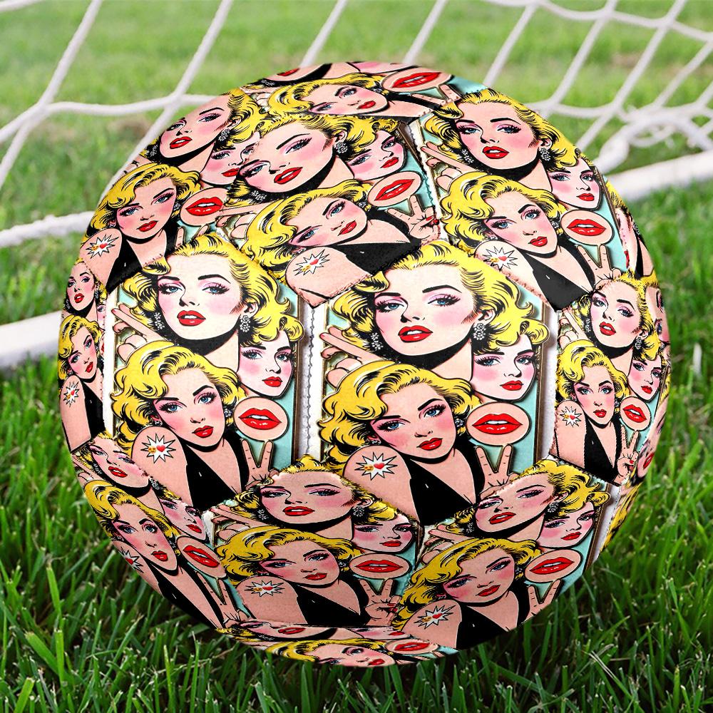 Marilyn Monroe Print Size 5 Soccer Ball, Standard Match Football for Sports Game and Team Practice, Ideal Gift for Soccer Fans