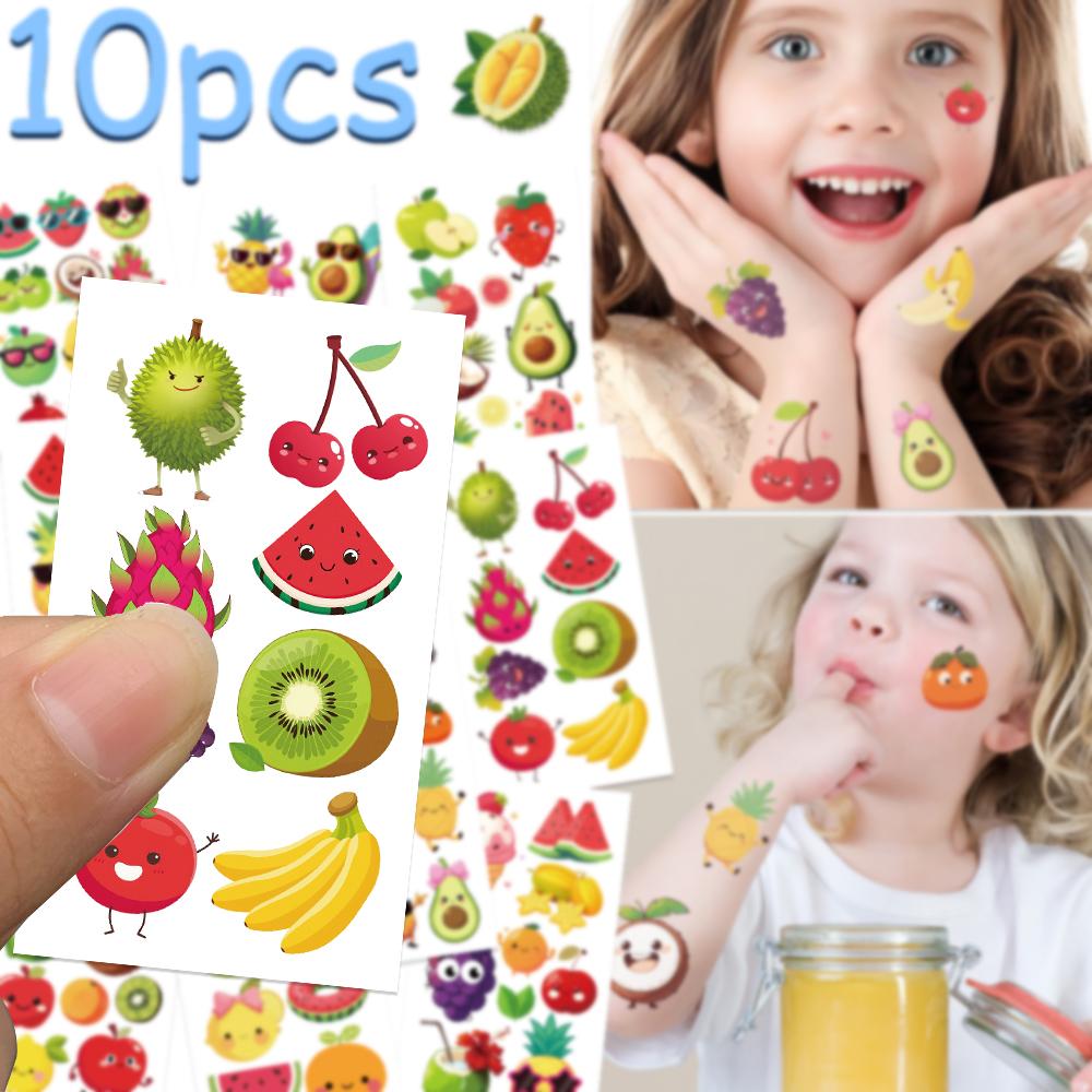 10sheets Cartoon Fruit Watermelon Cherry Tattoo Stickers For Arm Body Temporary Waterproof Tattoo Stickers Kids Creative Gifts