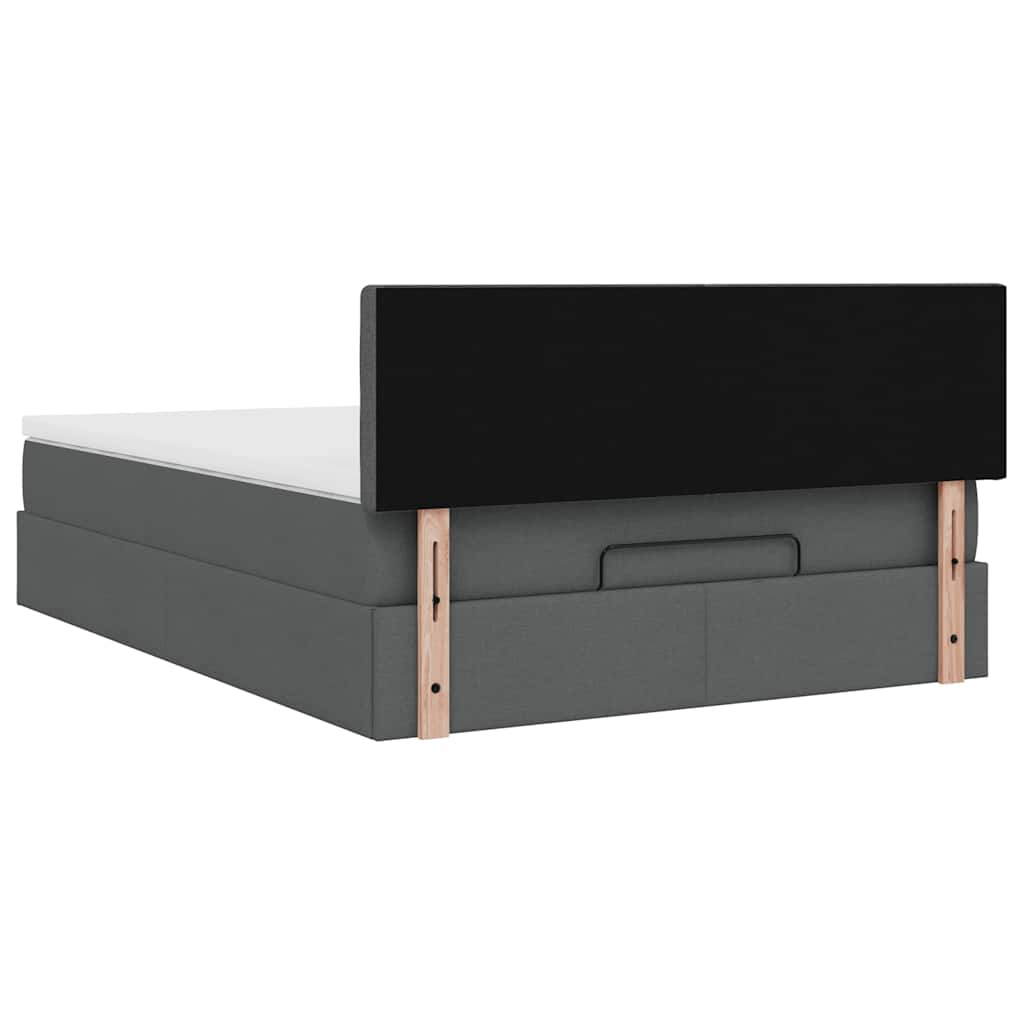 Ottoman Bed with Mattress Dark Grey 140 X 200 Cm Fabric