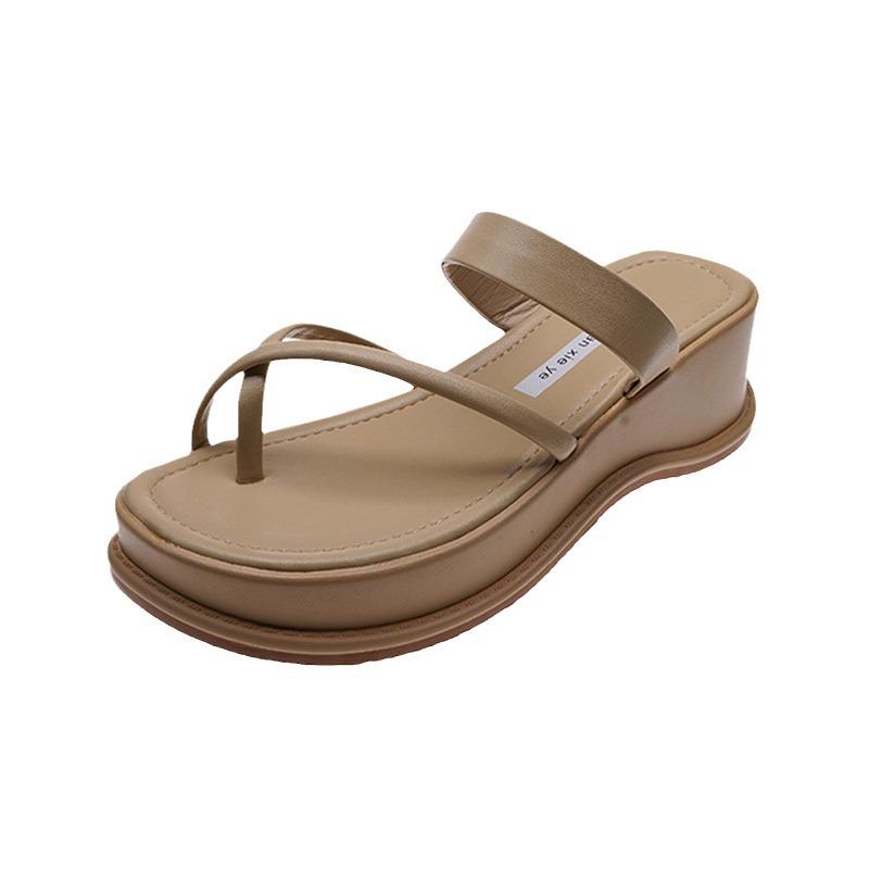 Internet Celebrity Set Toe Pinch Foot Muffin Thick Bottom Cool Slippers Women's Summer Wear Year New Slope Heel Fashion Ins Tide