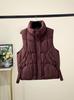 Women's Cotton Vest: European American Style, Autumn/Winter 2025, Sleeveless, Thickened, Warm, Casual Loose Fit, Solid Color Outerwear