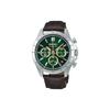 Seiko 1/5 Second Chronograph Quartz Men's Watch SBTR017 Green with Brown Leather Strap [Official Japanese Product]
