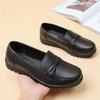 Spring Women's Shoes Low-top Solid Color Round Head Mother Shoes Waterproof Beanie Shoes Soft Leather Shoes