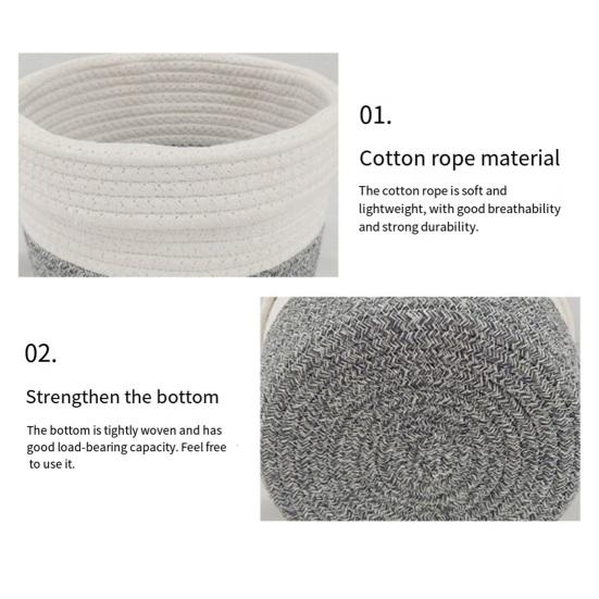Cotton Rope Basket Large Toys Storage Woven Basket Decorative Round Closet Organizer for Clothes Towels Blankets