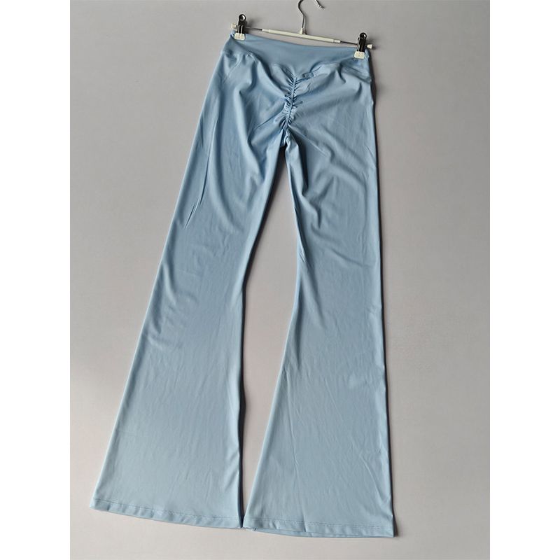 European and American Style Cross-Waist Sexy Ruched Peach Butt Flared Pants High Elasticity Quick-Dry Tight Fitness Pants Wide-Leg Yoga Pants