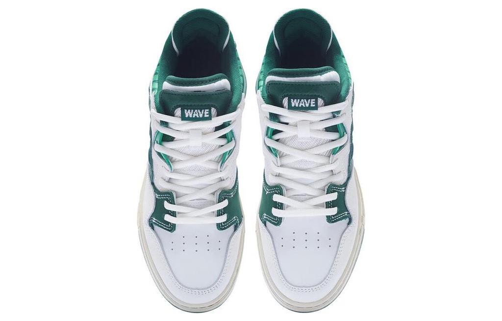 Li Ning Wave Pro Synthetic Leather Abrasion Resistant Breathable Low top Skateboard Shoes Women's White Green AECS092-1