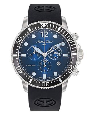 Montre homme Lagoon Chronograph bracelet silicone cadran bleu quartz H123CHALBUN 100M