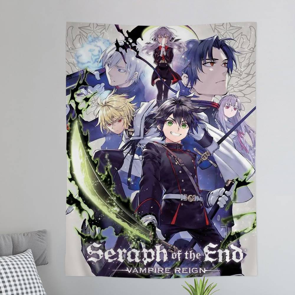 Seraph of the End Yuichiro Hyakuya Asuramaru Wall Tapestry of the Demon Pair Room Decor for Shonen Anime Supernatural Fans