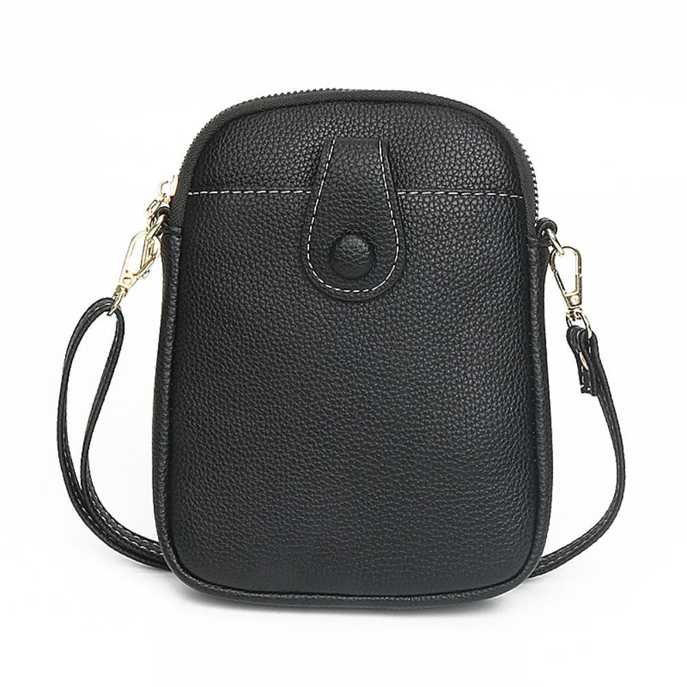 Solid Color Shoulder Bag PU Crossbody Bag Fashion Lipstick Pouch  for Women чёрный