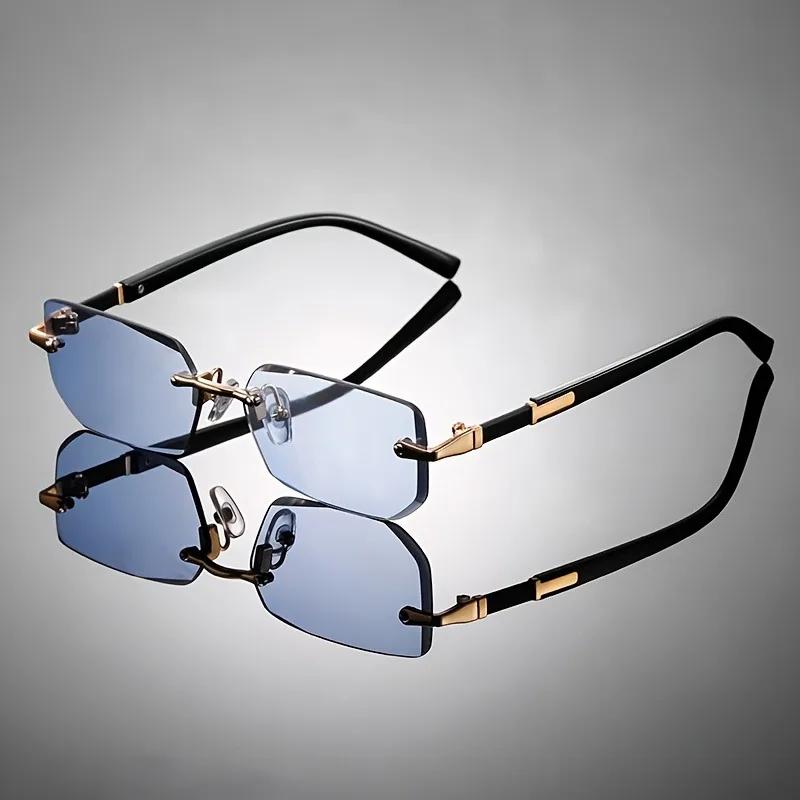 New Rimless Square Sunglasses Men UV400 Protection Retro Lens Small Rectangle Sun Glasses for Driving Fishing