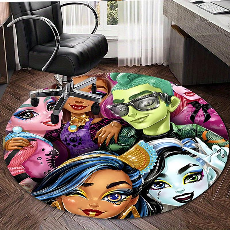 1pc Monster High Draculaura4 Design Printed Area Round Carpet for Bedroom Living Room Home Decor Rugs Mat Non Slip Mat Rug for Bedside