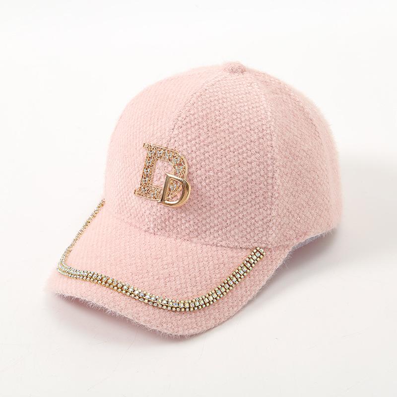 

Брендовая модная регулируемая бейсболка женская осенняя D-образная кепка с бриллиантами зимняя уличная толстая теплая плюшевая шапка для женщин 56-60CM