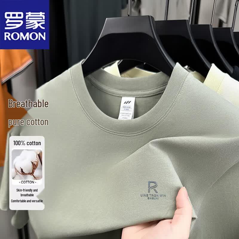 

ROMON Men s Round Neck Short Sleeve T-Shirt 130