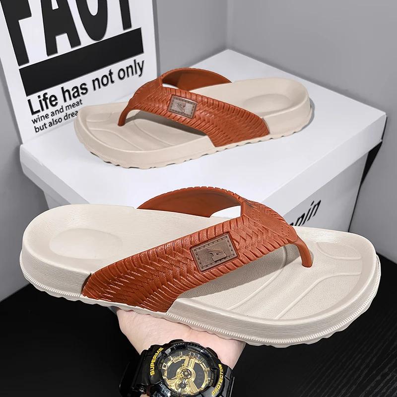 Fashion Men's Home Slippers Flip Flops 2025 EVA Summer Bathroom Slippers Outdoor Non-slip Sandals Soft Open Toe Beach Casual Shoes