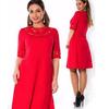Women Collar Round Ladies Plus Size Pure Color Comfortable Dress Wear Hollow