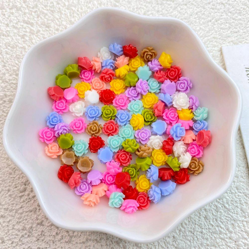 100Pcs New Cute Resin Mini Flower Series Flat Back Manicure Parts Embellishments For Hair Bows Accessories