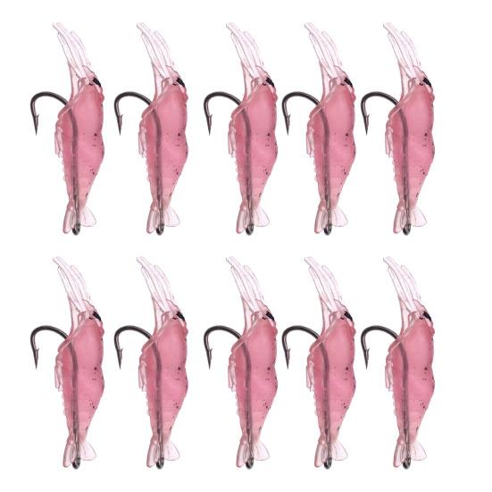 10 шт. 4 см Мягкая приманка-креветка с крючком-зазубриной Светящаяся в темноте Бионическая искусственная приманка Морская