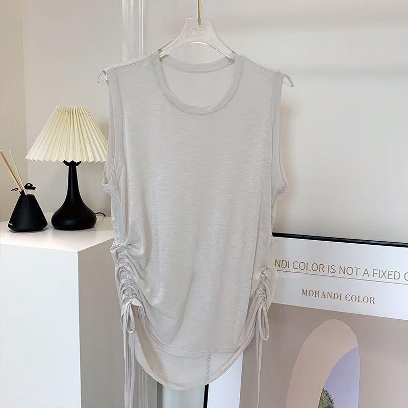 

Sleeveless Yoga Clothes Women Quick-Drying Vest Breathable Workout Clothes Cover up Casual Slimming Training Running Sports Top Summer White M