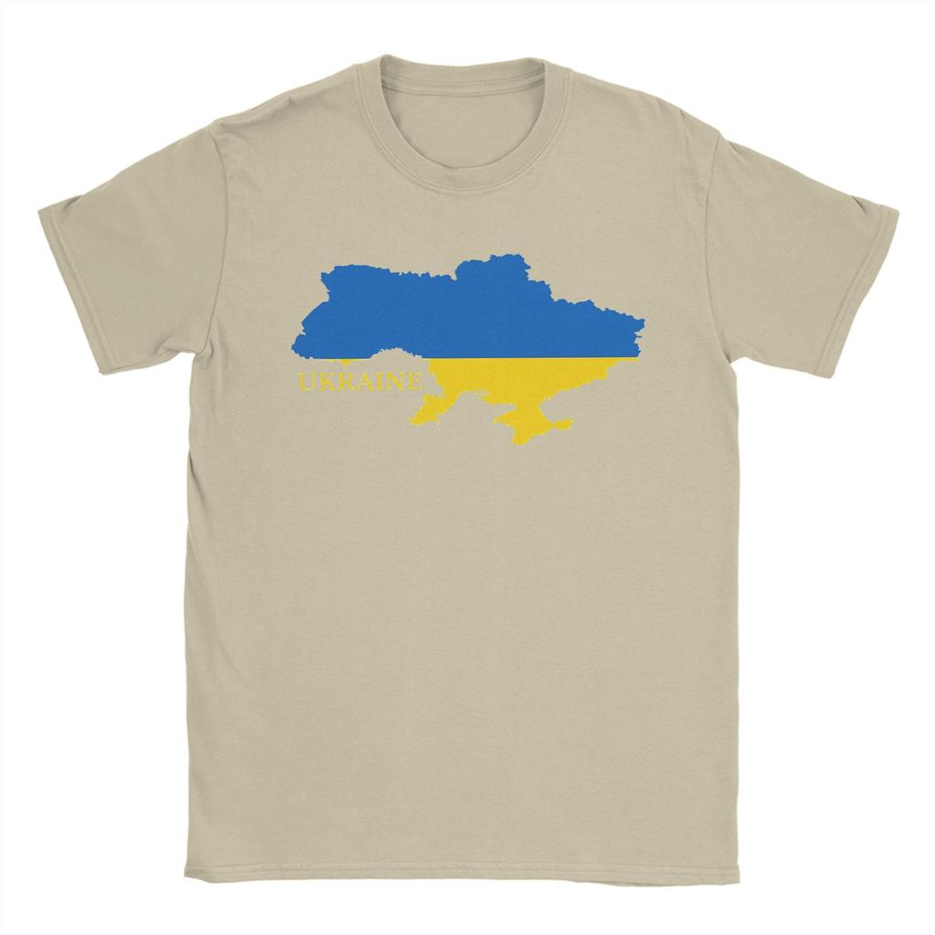Ukraine Flag Map TShirts Unisex  Creative Pure Cotton Tee Shirt Crew Neck Short Sleeve T Shirts Printed Clothing