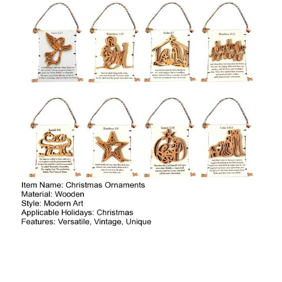 Nativity Advent Scroll Ornament Wooden Laser-Cut Hanging Decor with 24-Day Bible Verses Religious Christmas Countdown Calendar