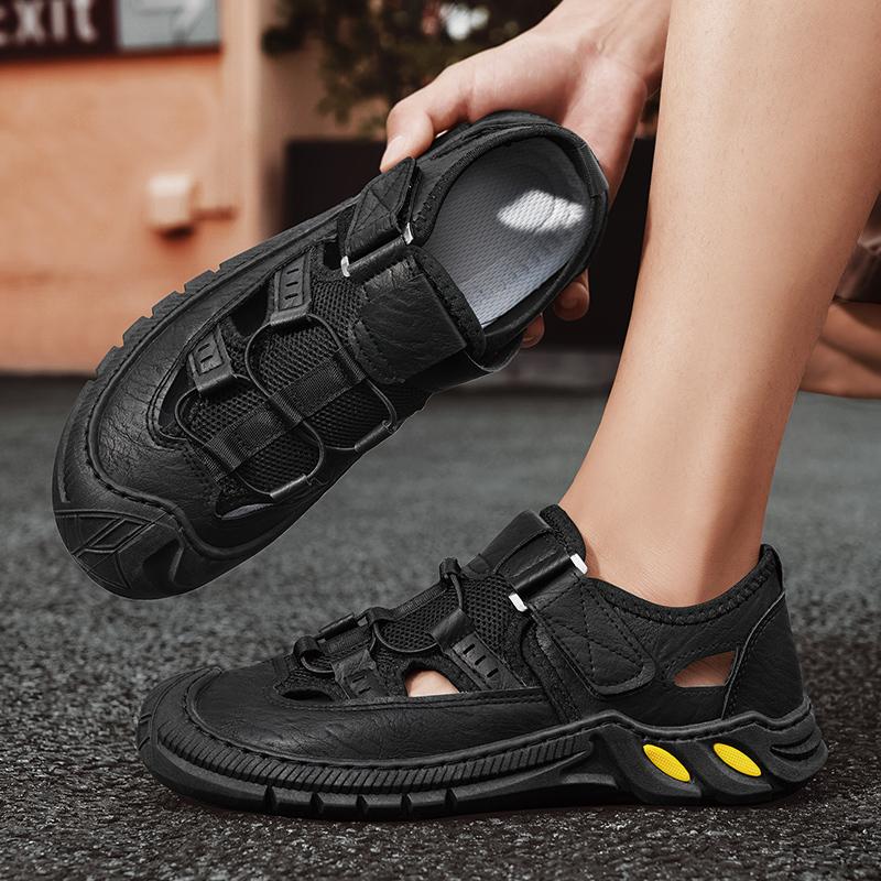 

Fashion Outdoor mens summer mesh sandals non slip hiking travel hiking shoes mens Roman shoes beach wading shoes casual sports shoes 39 чёрный