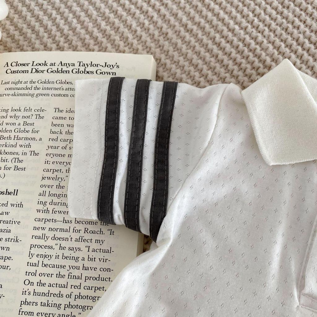 Korean-Style Preppy Romper: Trendy Infant Gift for Girls & Boys, Includes Tie - Perfect for One-Year-Olds.