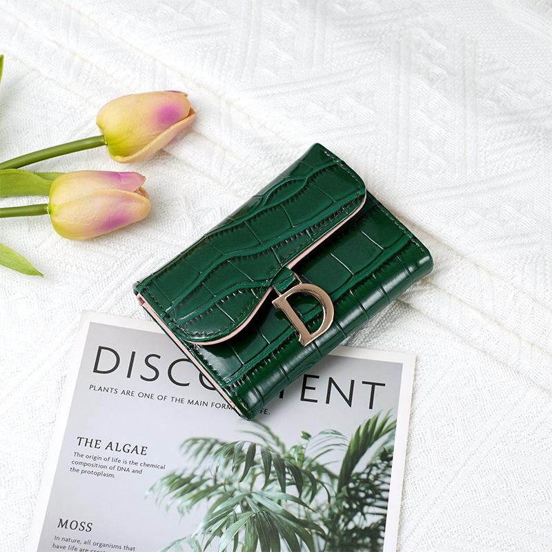 European & American Crocodile Pattern Women's Tri-fold Wallet: High-End, Multifunctional Coin Purse & Card Holder.