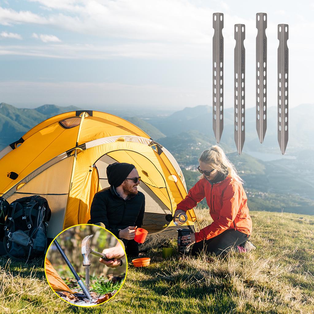 TOMSHOO 4 6 Pack 6.3 Inch Camping Tent Pegs Ultralight Windproof Titanium Tent Stakes Outdoor Camping Hiking Tent Pegs