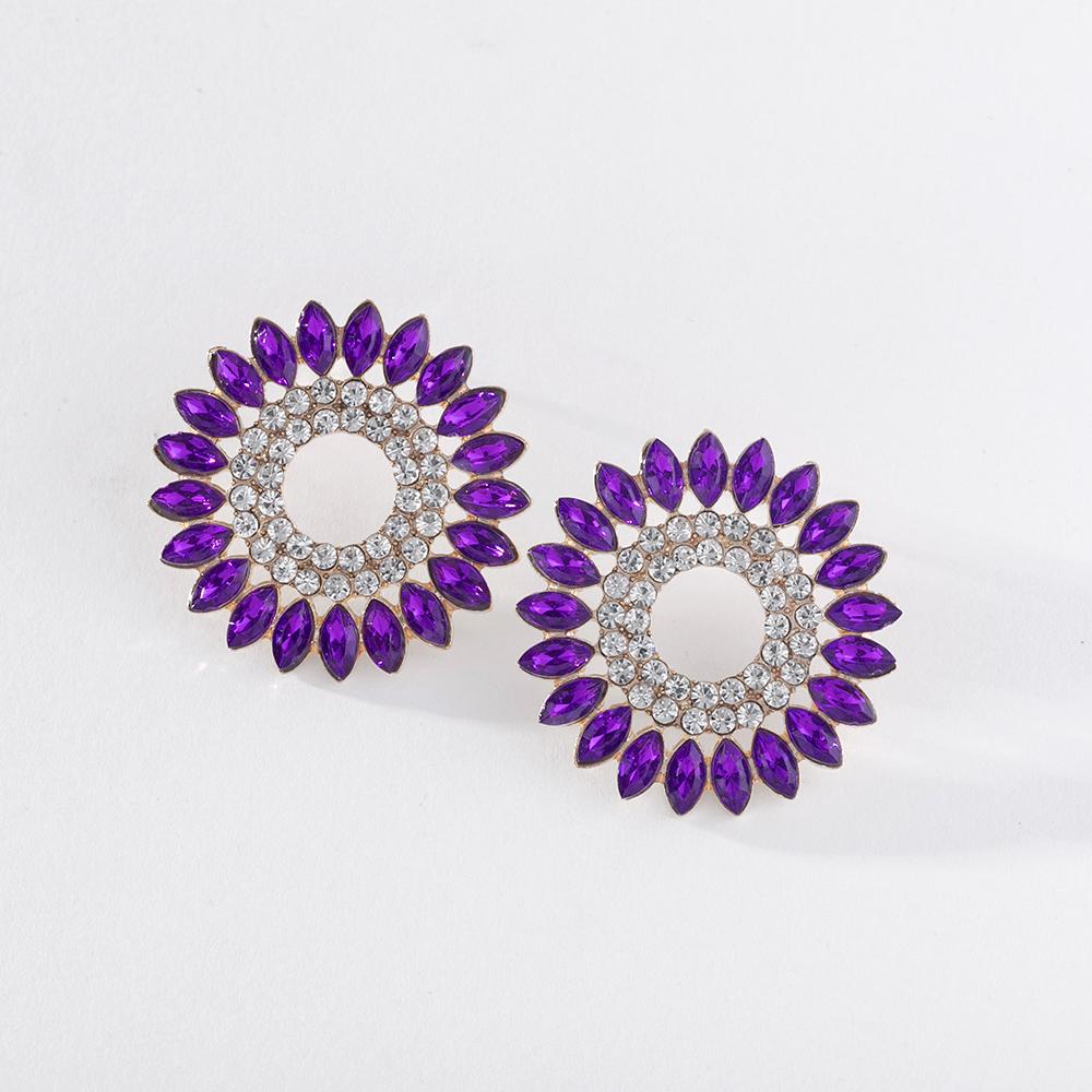 Pinkdudu 2023 kreative 5 Farbe Sonnenblumen Stud Ohrringe Romantische Luxus Mehrfarbige Strass Runde Ohrring für Frauen PD1292